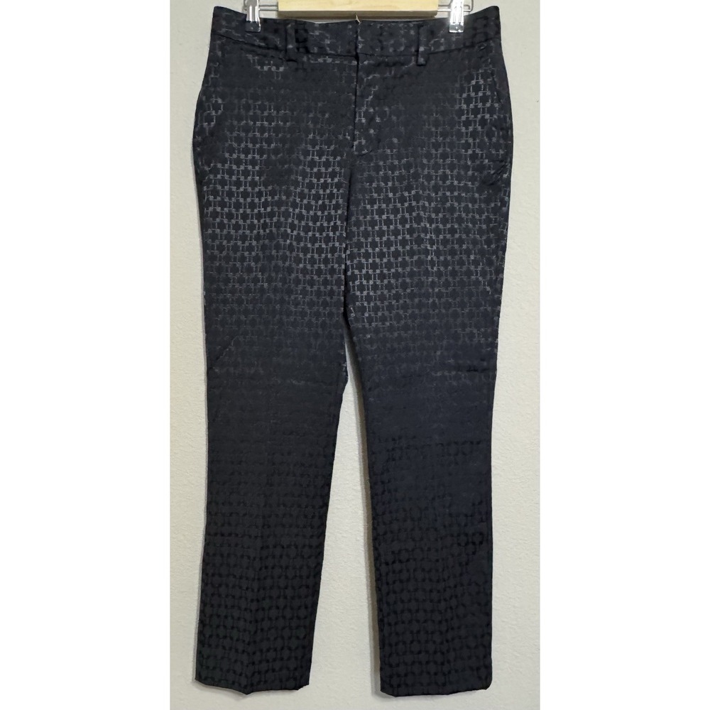 Lands End Women's Pants Black Shimmer Sz 10 Straight‎ Leg Slacks Patterned Artsy